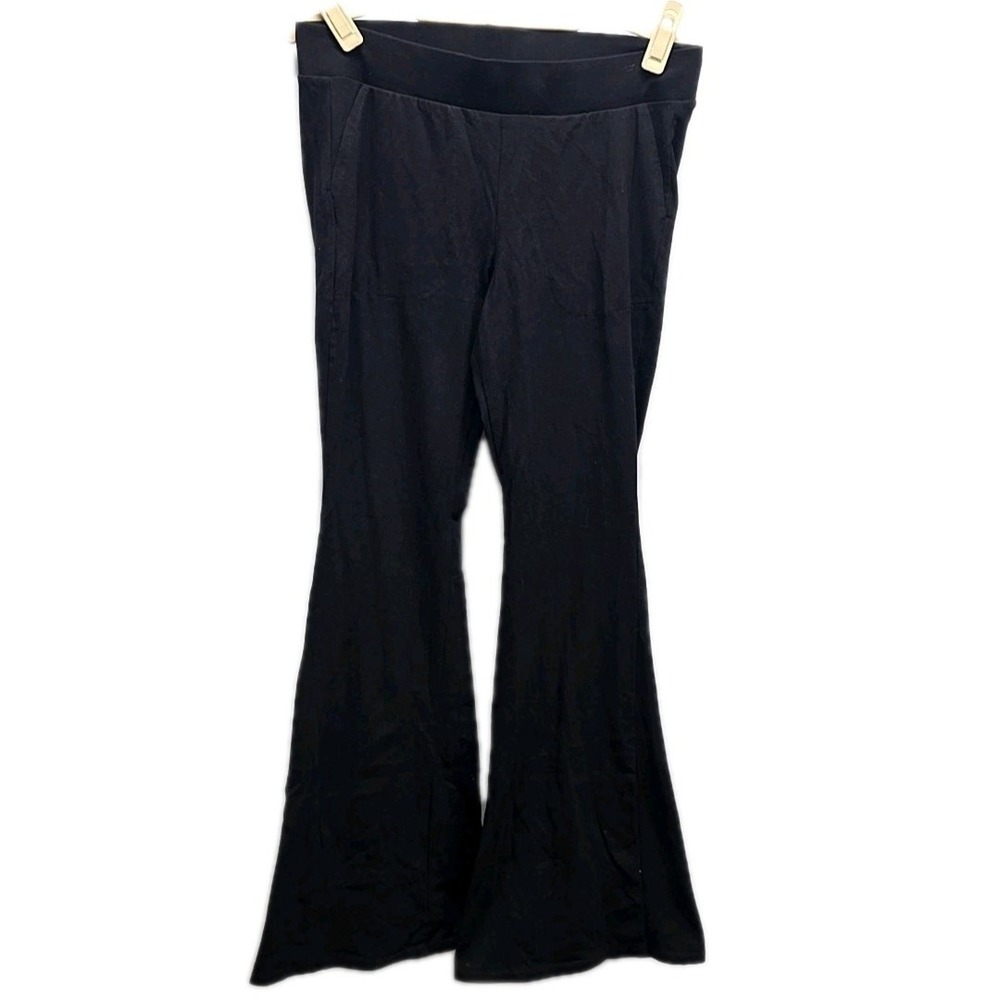 Torrid Black Pull On Flare Pants Stretch Cotton Lounge Workwear sz 1